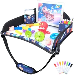 COOLBEBE Kids Travel Tray for Toddler Car Seat, Travel Tray for Airplane, Toddler Car Seat Lap Tray, Carseat Table Tray for Kids Travel Activities (Black-1) COOLBEBE