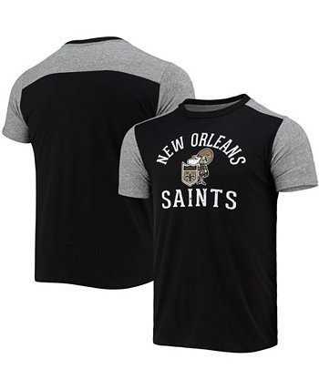 Мужская черная, выцветшая серая футболка New Orleans Saints Gridiron Classics Field Goal Slub Majestic