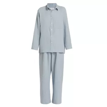 Angel Cotton Gauze Long 2-Piece Pajama Set Pour Les Femmes