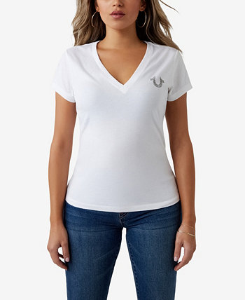 Женская футболка с коротким рукавом Crystal Buddha Slim с v-образным вырезом True Religion