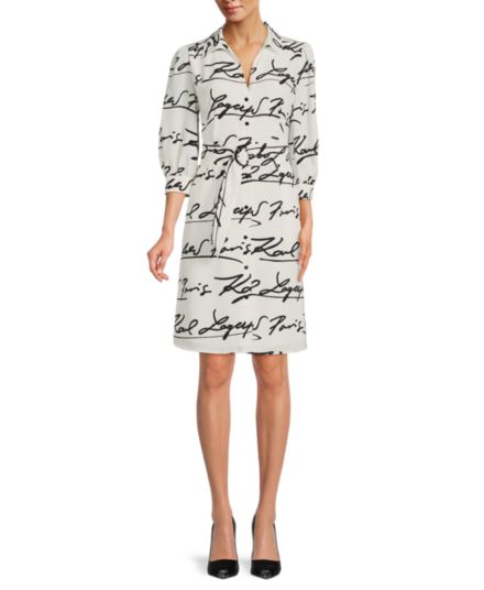 Платье-рубашка с поясом и логотипом Karl Lagerfeld Paris