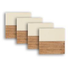 Dainty Home Wood And Resin Designed 4&#34; Square Coaster Set Of 4 Dainty Home