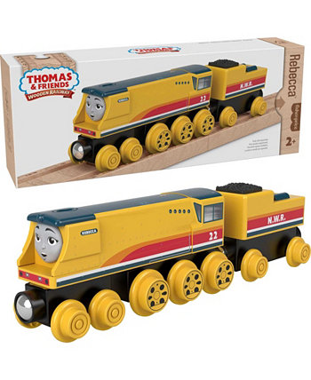 Деревянная железная дорога «Томас и его друзья», паровоз «Ребекка» и вагон с углем Fisher-Price