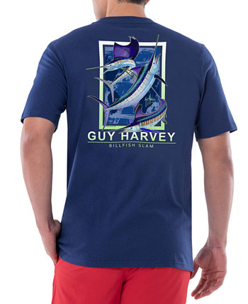 Мужская футболка с короткими рукавами, круглым вырезом, графическим карманом Guy Harvey