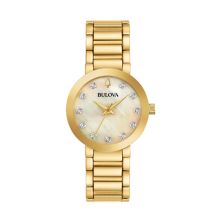 Женские часы Bulova с золотым браслетом из нержавеющей стали с бриллиантовым акцентом - 97P133 Bulova