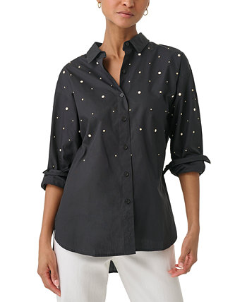 Женская украшенная поплиновая блуза на пуговицах Karl Lagerfeld Paris