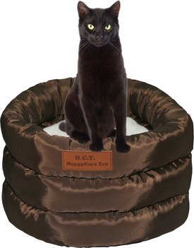 HappyCare Textiles Durable Round Velvet Puppy Dog Bed with Removable Cushion Happycare Textiles