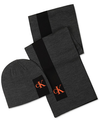 Мужской силиконовый шарф с логотипом CK Monogram и шапка-бини Calvin Klein