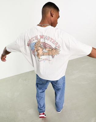 Белая футболка оверсайз с изображением орла на спине ASOS DESIGN ASOS DESIGN
