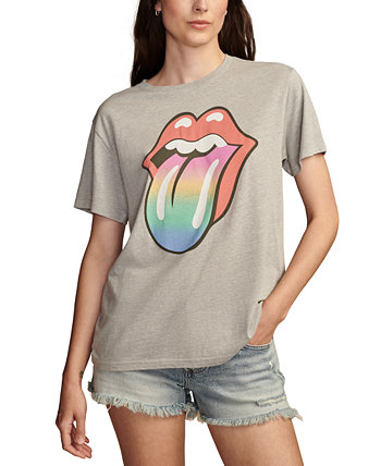 Women's Rolling Stones Rainbow Tongue Boyfriend Tee Lucky Brand