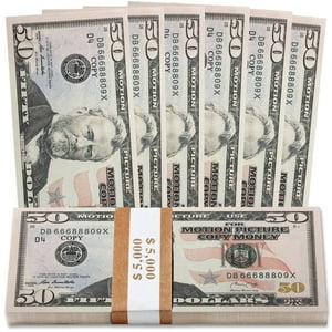 Ruvince Fake Prop Paper Money 50 Dollar Bills Realistic Full Prints RUVINCE