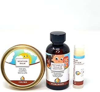 Punkin Butt Teething Oil and Baby Weather Balm Set for Sore Gum Relief and Dry Chapped Skin from Drool Rash | All Natural, Organic, Safe for Infants, Chemical-Free Punkin Butt