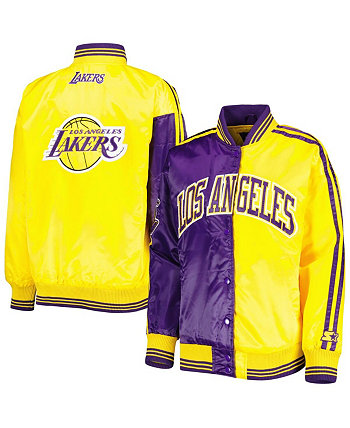 Женская фиолетово-золотая университетская куртка Los Angeles Lakers с цветными блоками и разрезом на застежке Starter