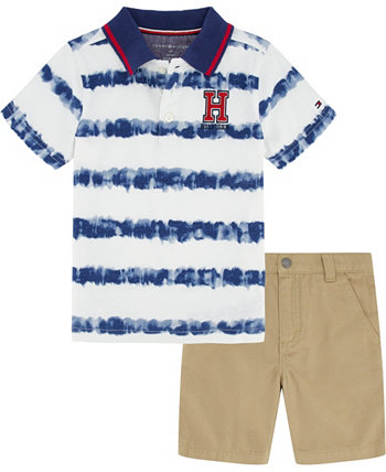 Рубашка-поло с принтом Tie-Dye и шорты из замши из твила для мальчиков Baby Boy, комплект из 2 предметов Tommy Hilfiger