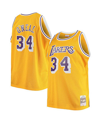 Мужская футболка Shaquille O'Neal Gold Los Angeles Lakers Big and Tall Hardwood Classics Jersey Mitchell & Ness