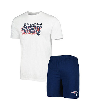Мужской темно-синий, белый комплект для сна из футболки и шорт New England Patriots Downfield Concepts Sport