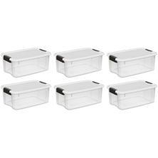 Sterilite 18 Qt Clear Plastic Stackable Storage Bin W/ White Latch Lid, (6 Pack) Sterilite