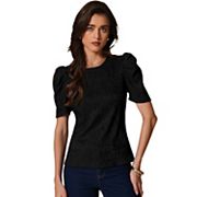 Puffy Short Sleeve Top for Women's Round Neck Casual Work Summer T Shirt Blouse Inspire Chic