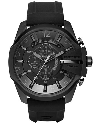 Мужские часы с хронографом Mega Chief с черным силиконовым ремешком 51x59 мм DZ4378 Diesel