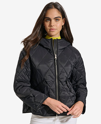 Женское Укороченное Пальто с Капюшоном и Стеганым Узором DKNY DKNY