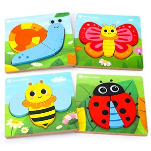 Toys for 1-Year-Old Boys Girls: Wooden Montessori Toys for 1 2 3 Year Olds Girls Toy 1st Birthday Gift Wooden Jigsaw Puzzles for 1-3 Year Old Toddler Learning Educational Toy Age 2-4 Baby Children Pearoft