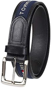 Tommy Hilfiger Men's Fabric Inlay Casual Belt with Classic Harness Buckle Tommy Hilfiger