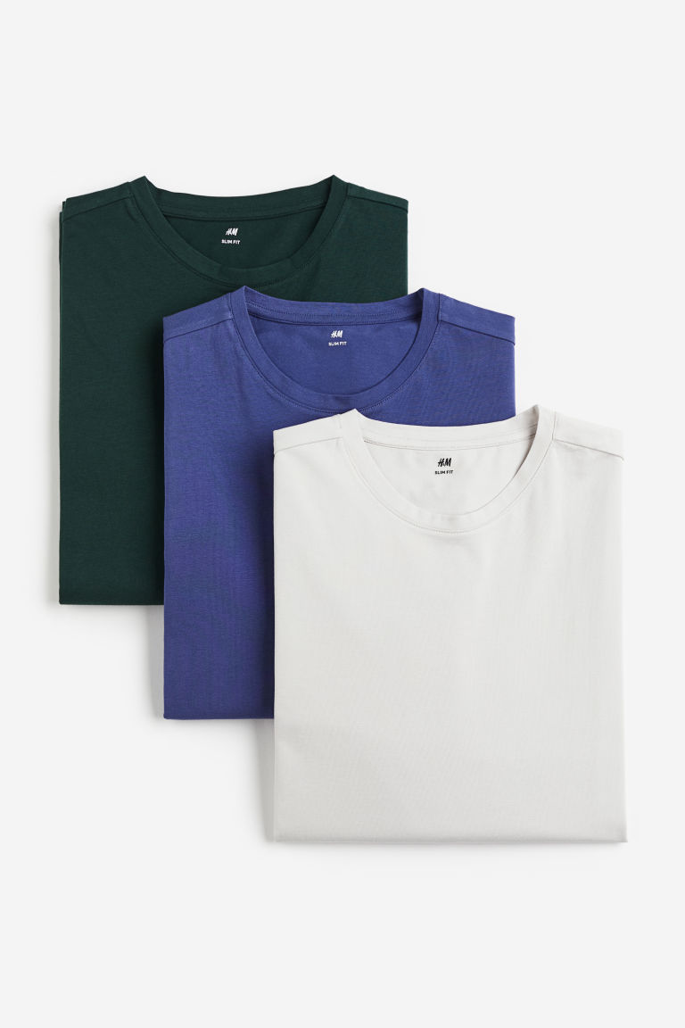 Набор из 3 рубашек Slim Fit из джерси H&M