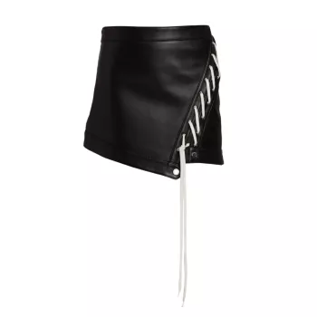 Lace-Up Leather Mini Skirt MONSE