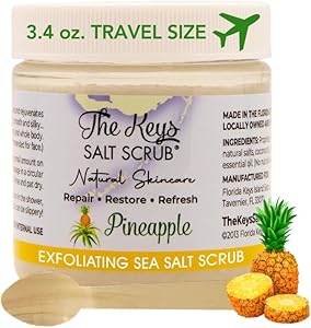 The Keys Sea Salt Scrub - Exfoliating Coconut Body Scrub, Hand Scrub, & Foot Scrub for Men, & Women, Salt Scrub Body Exfoliater, Coconut Scrub, with Pure Florida Sea Salt & Organic Coconut Oil 3.4 oz The Keys Salt Scrub