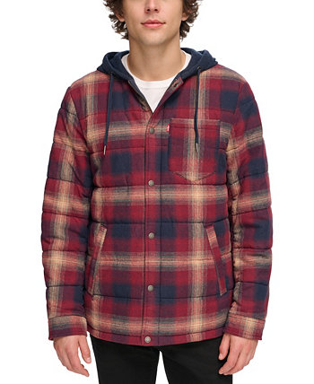 Мужская хлопковая стеганая куртка-рубашка с флисовым капюшоном Levi's®