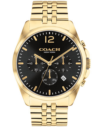 Мужские часы Greyson с золотистым браслетом из нержавеющей стали, 43 мм COACH
