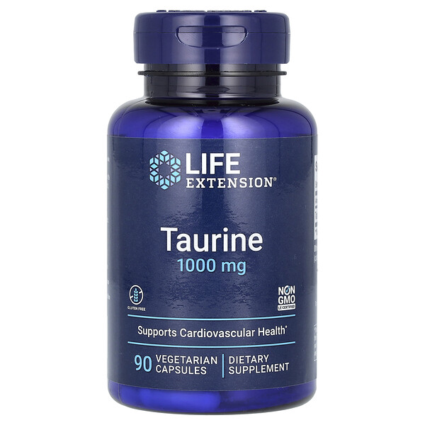 Таурин, 1000 мг, 90 вегетарианских капсул Life Extension