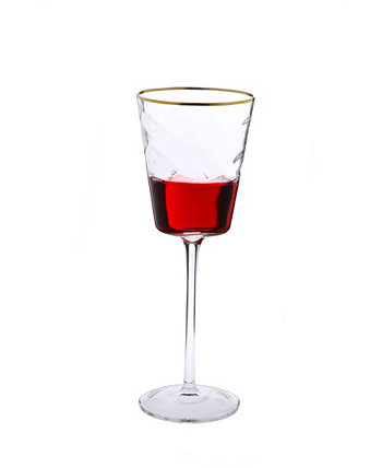 Набор из 6 бокалов для вина Pebble Glass с золотой оправой Classic Touch