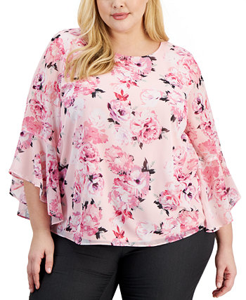 Блуза больших размеров с цветочным принтом и рукавами 3/4 Kasper