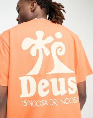 Оранжевая футболка с принтом Deus Ex Machina wobbles Deus Ex Machina