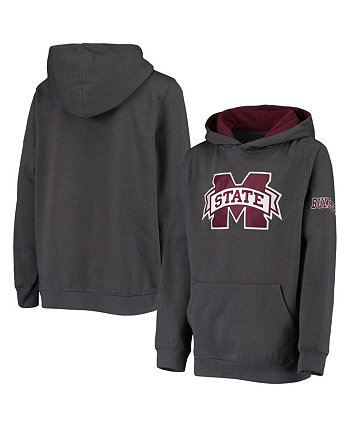 Boys Youth Charcoal Mississippi State Bulldogs Big Logo Pullover Hoodie Stadium Athletic