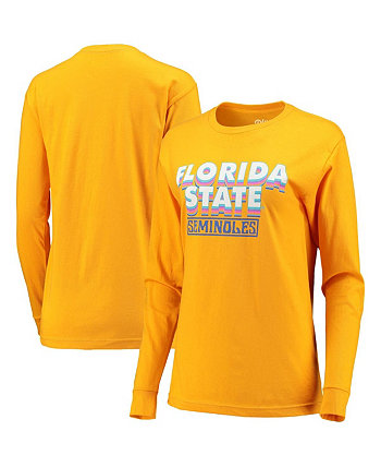Женская золотая футболка с длинным рукавом Florida State Seminoles Beach Club большого размера Step Ahead