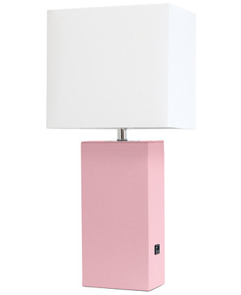 Современная кожаная настольная лампа с USB Elegant Designs