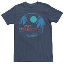 Мужская пляжная футболка с рисунком пальм и волнами и кругами Generic