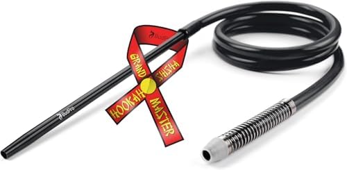 Silicone Hookah Hose with Aluminum handle - BLACK 72inch - with Spring to prevent hookah hose flexion BudPro