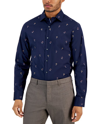 Мужская классическая рубашка приталенного кроя с грибным принтом, созданная для Macy's Bar III