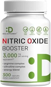 Nitric Oxide Booster 3,000mg Per Serving, 300 Capsules – 12 in 1 Nitric Oxide Supplement – Arginine & Citrulline Complex with Energy Blend – Marshmallow Root – Promotes Nutrient Flow to Muscles &Heart DEAL SUPPLEMENT