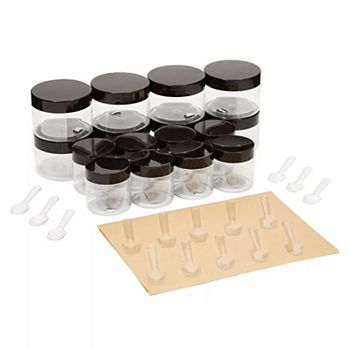 16 Pack Clear Plastic Jars with Lids and Labels Stock Preferred