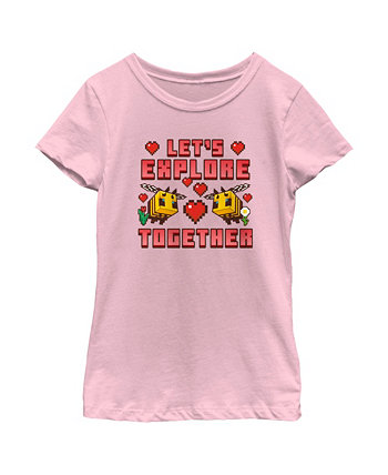 Girl's Minecraft Let's Explore Together Valentine Bee  Child T-Shirt Microsoft