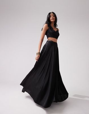 Черная расклешенная плиссированная юбка Kanya London Lehenga — часть комплекта Kanya London