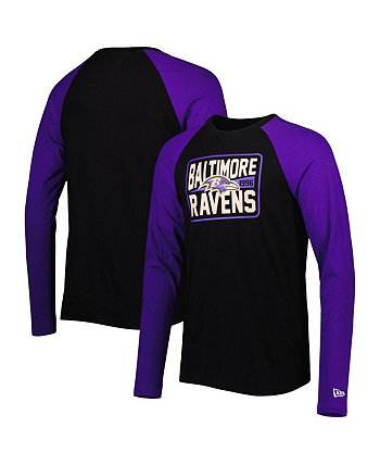 Мужская черная футболка с длинным рукавом реглан Baltimore Ravens Current New Era