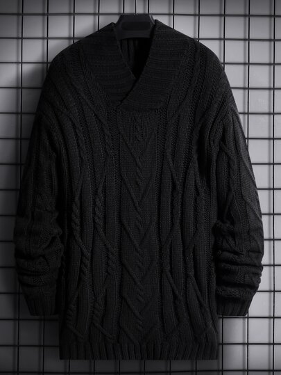 Вязаный свитер с v-образным вырезом для мужчины SHEIN