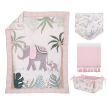 NoJo Tropical Princess Elephant 4 Piece Crib Bedding Set NoJo