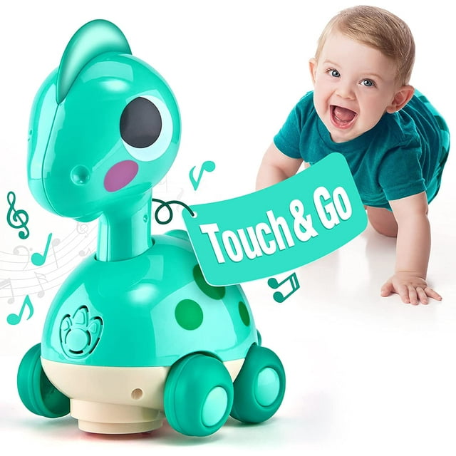 Zendure Green Baby Toys 6 to 12 Months, Touch & Go Music Light Dinosaur Baby Crawling Toys - Infant Toys 6 Month Old Baby Toys for 12-18 Months Toys for 1 Year Old Boy Gifts Toy Zendure