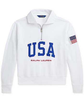 Big Girls Logo French Terry Quarter-Zip Pullover Polo Ralph Lauren